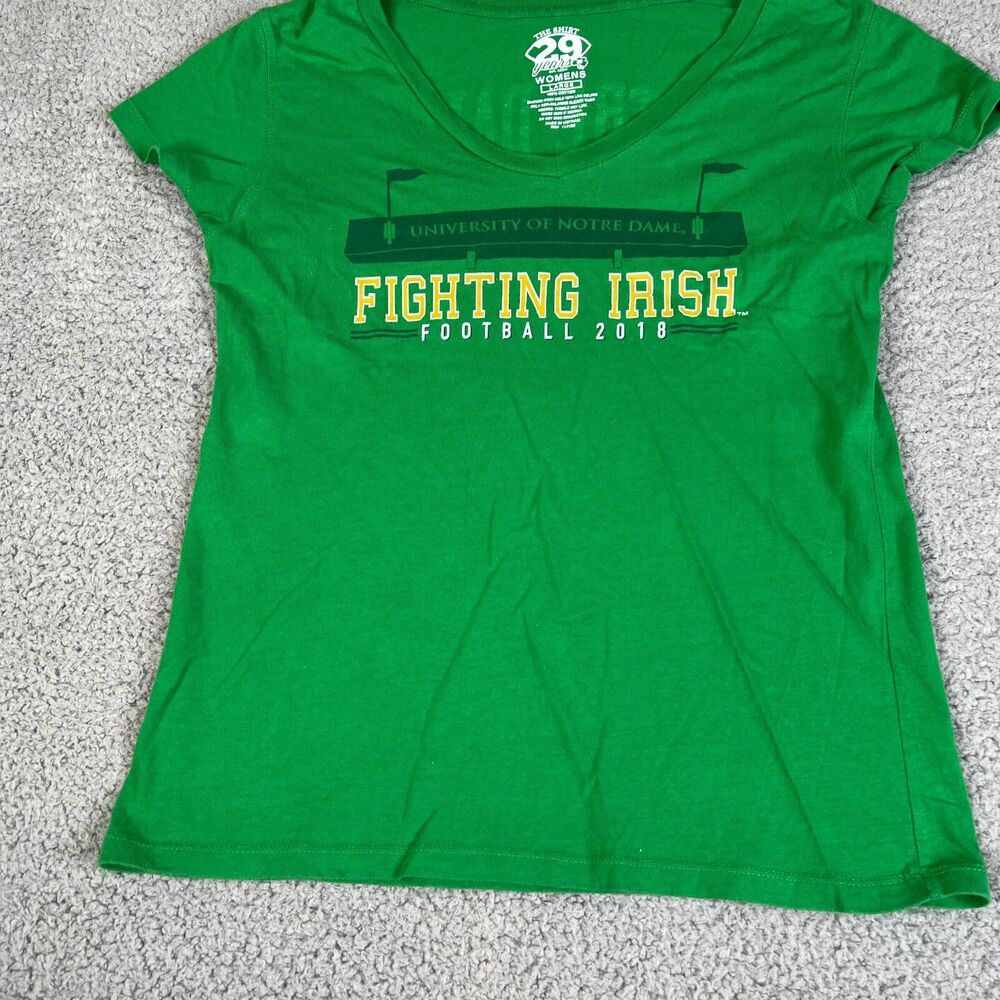 NOTRE DAME  T Shirt Women L Green Fighting Irish 2018 No Breaking Point 29 Years